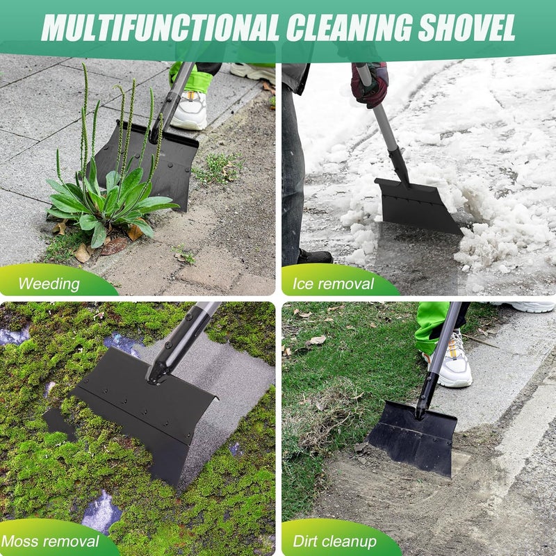 Suchtale Garden Flat Shovel Scraper, Heavy Duty Multifunctional Outdoor Cleaning Shovel with 54 Adjustable Long Handle, Ideal for Weed Removal, Lawn Edging, Trenching and Snow & Ice Scraping - Image 5